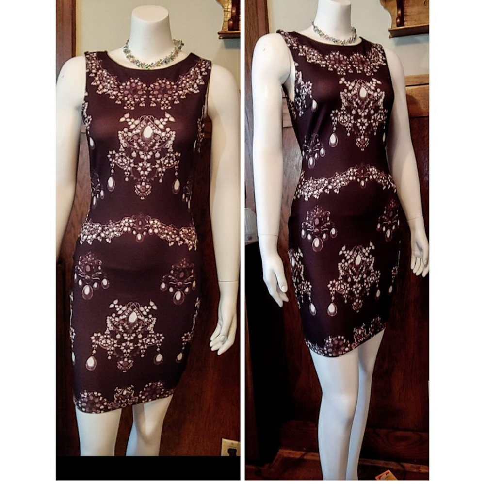 Lipsy Black & Whites Chandelier Jewel Print Dress
